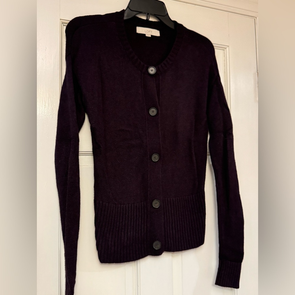 LOFT‎ Rich Plum Button Cardigan